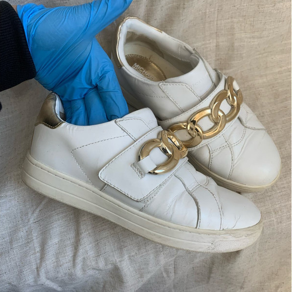 MICHAEL KORS Women's Kenna‎ Embellished Sneakers In Optic White Leather - Picture 3 of 11